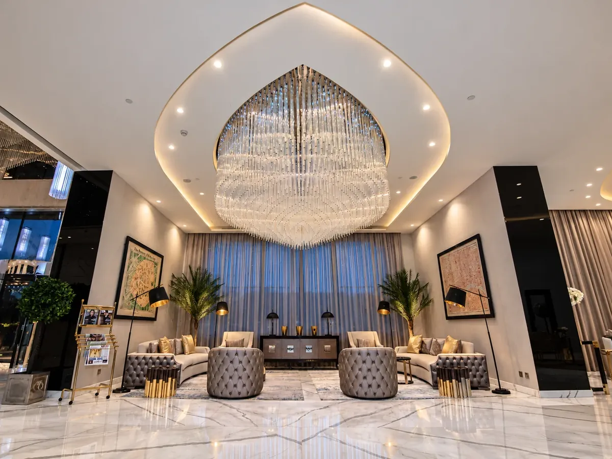 DAMAC Towers Riyadh — lobby lounge after the ASAS fit-out