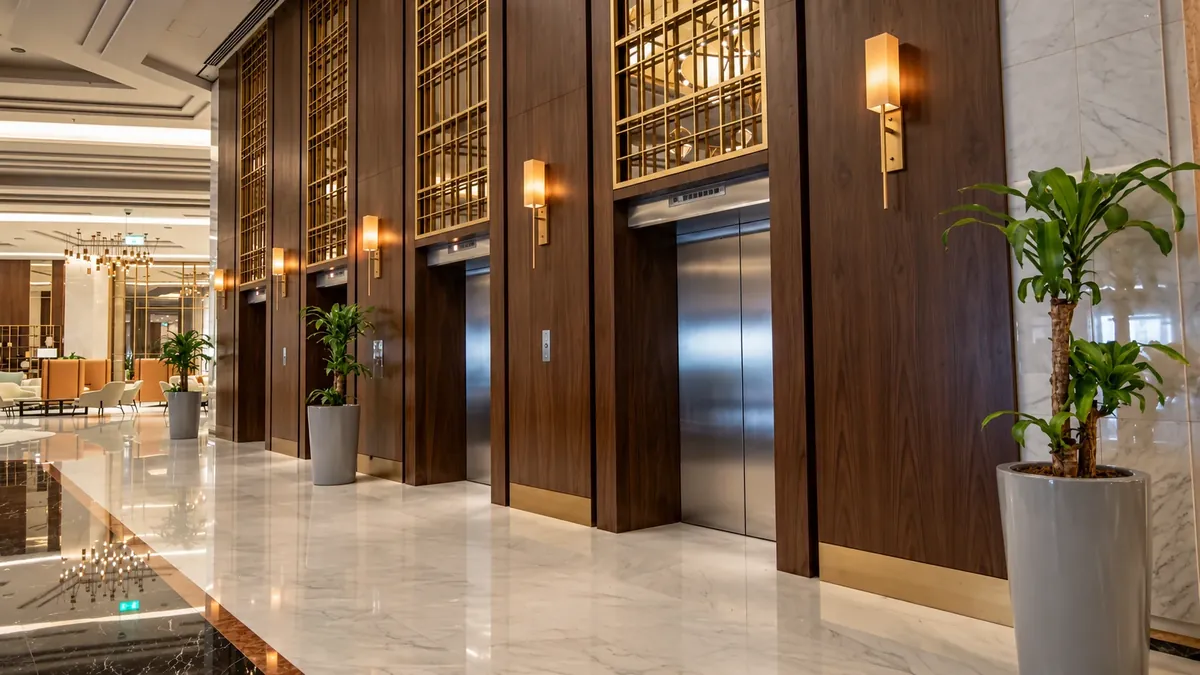 Marriott Airport Hotel Riyadh — lift lobby after the ASAS fit-out